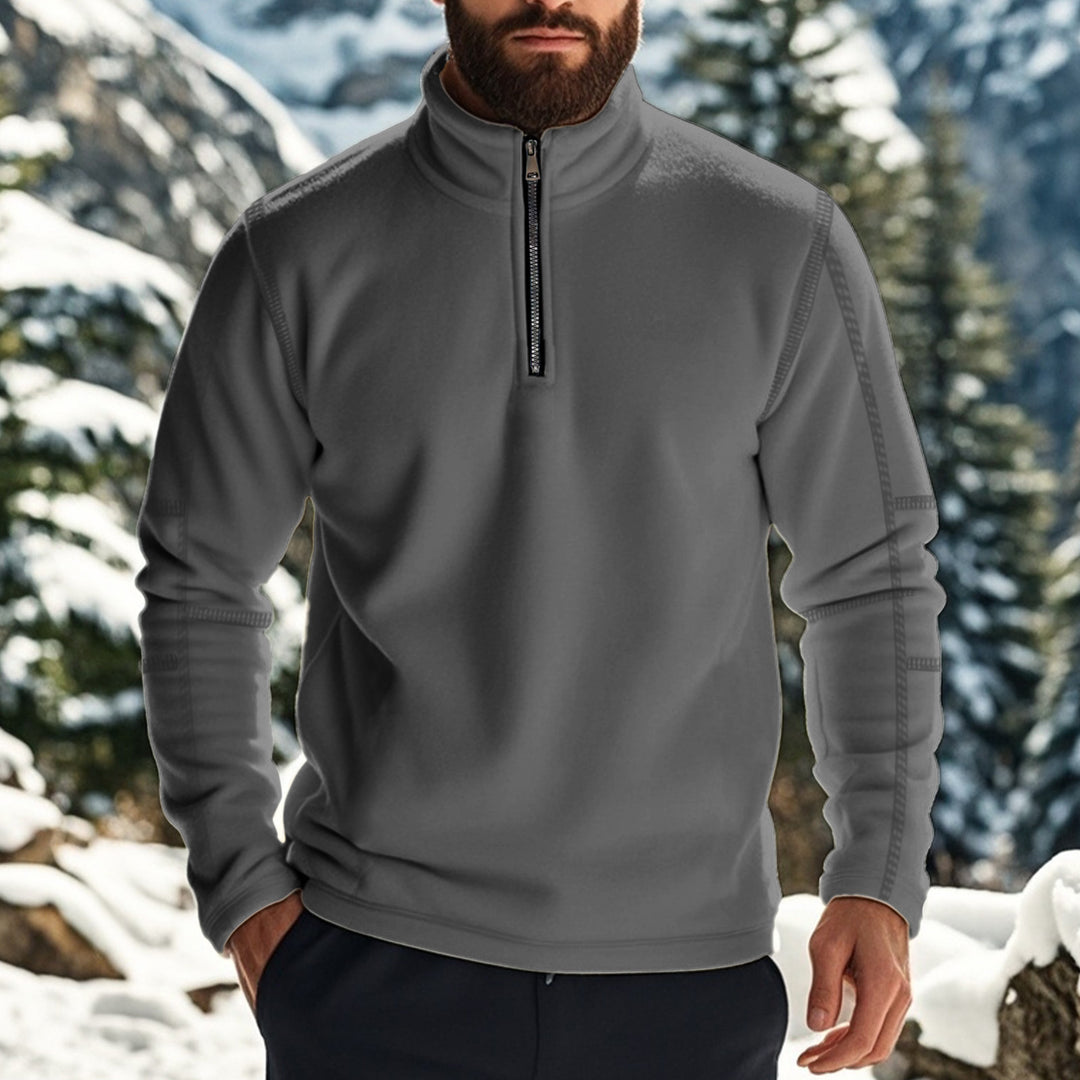 Herren kuscheliger Fleece-Pullover mit half-Zip und hohem Kragen Drune