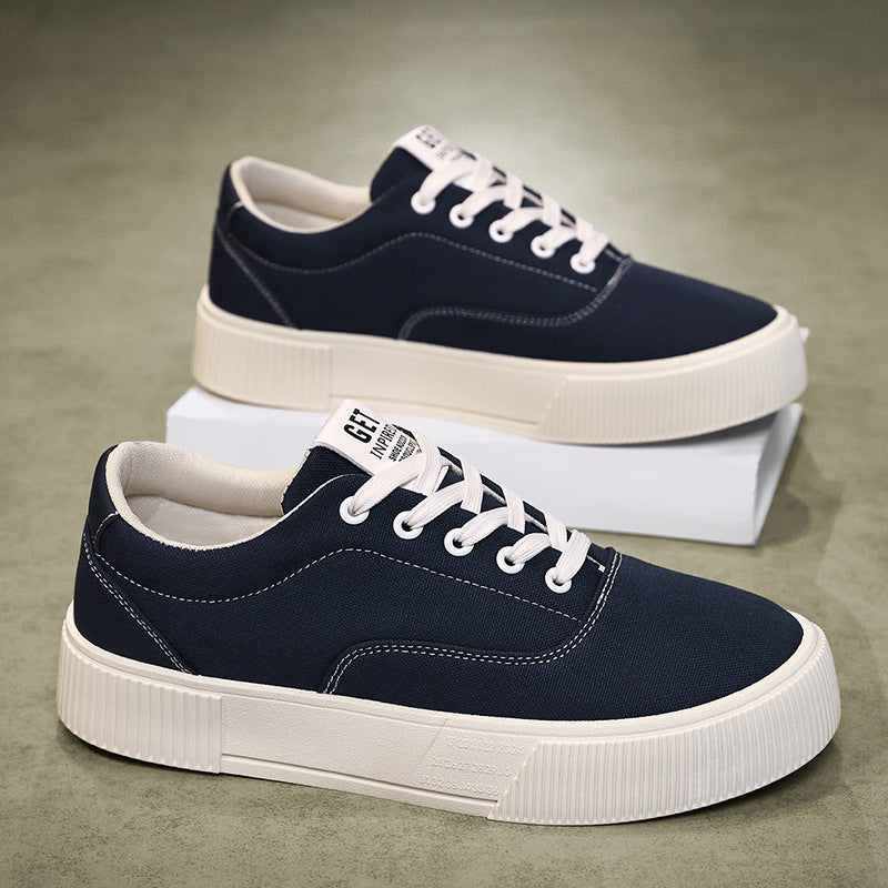 Unisex Leichter Canvas-Low-Top Sneaker mit dicker Plateau-Gummisohle Drune