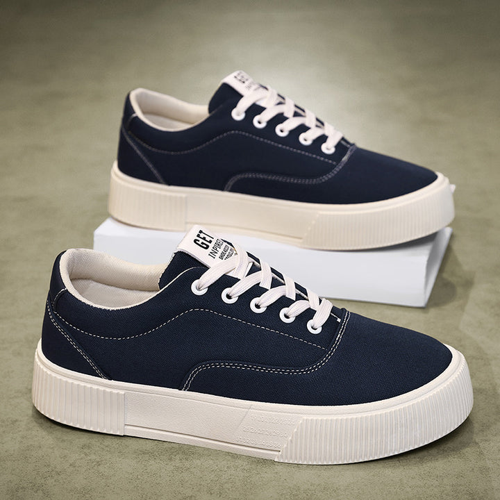Unisex Leichter Canvas-Low-Top Sneaker mit dicker Plateau-Gummisohle Drune