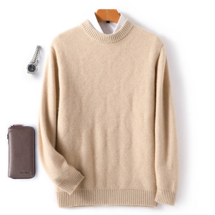 Herren Feiner Rundhals‑Pullover mit dezenter Rautenstruktur aus Kaschmir‑Mix Drune