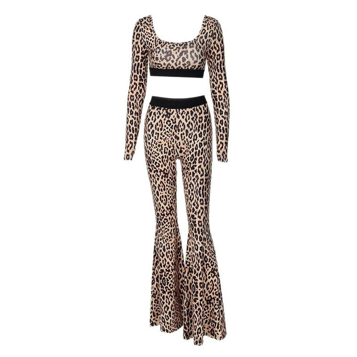Damen Figurbetontes Flared Jumpsuit mit Animal-Print Drune