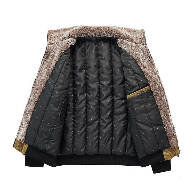 Herren Kord-Fieldblouson mit Sherpa-Innenfutter, Stehkragen und aufgesetzten Pattentaschen Drune