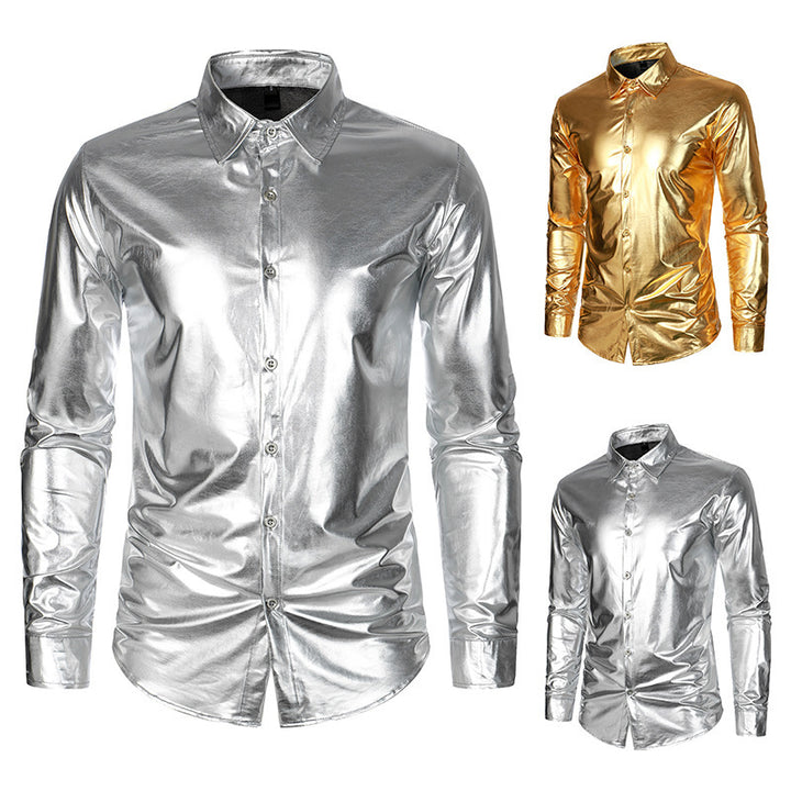 Herren Glamouröses Metallic-Oberhemd Drune