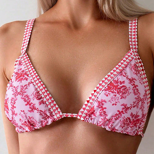 Damen Triangel-Bikini mit floralen Mustern und raffinierten Bindebändern Drune