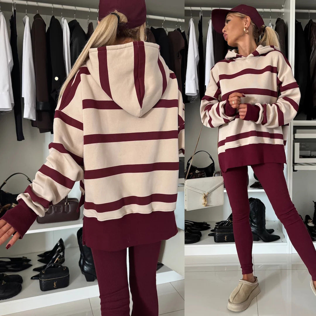Damen Oversized Kapuzenpullover im Leopardenmuster Drune