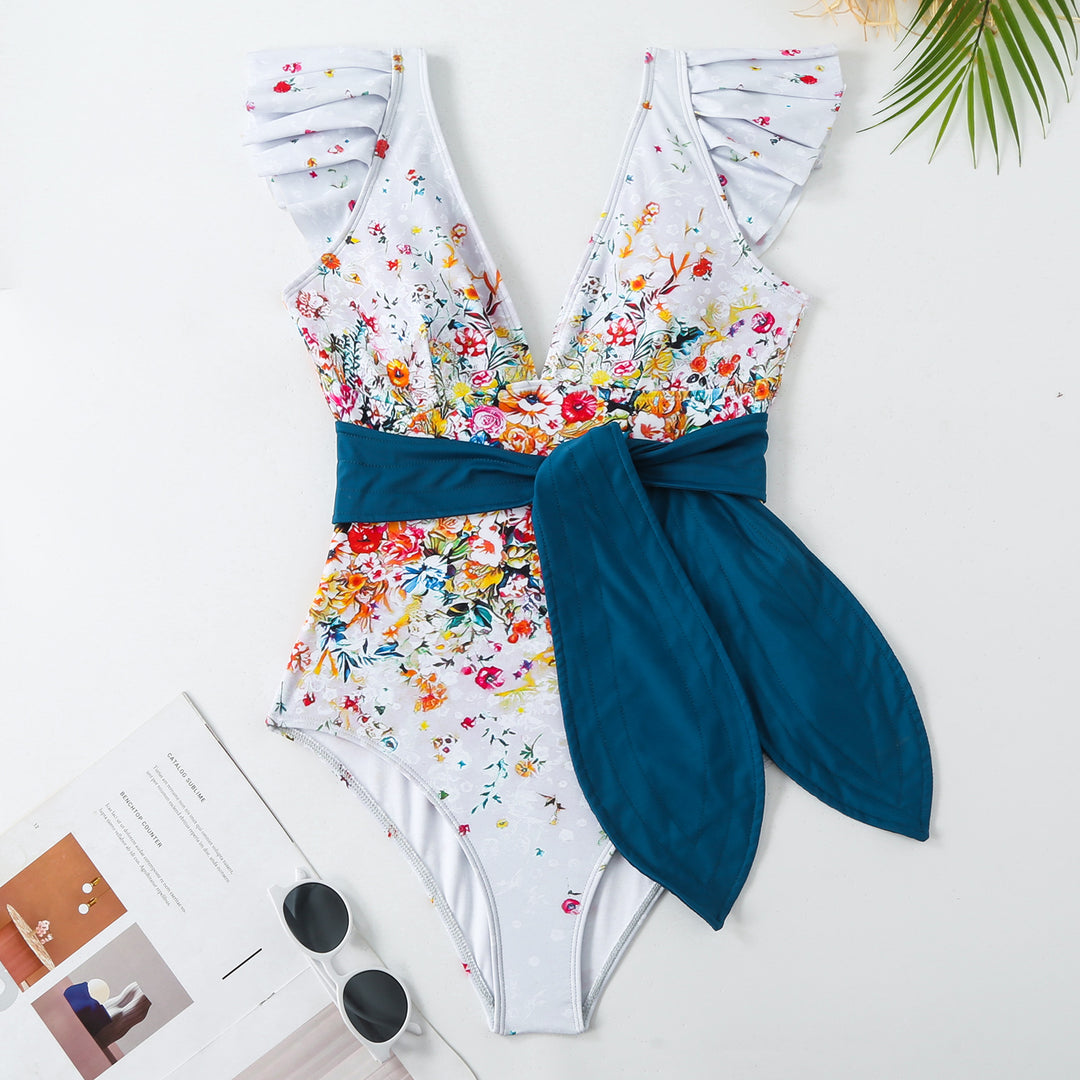 Damen Maxi-Rock mit floralen Mustern und verspieltem Schärpen-Detail Drune