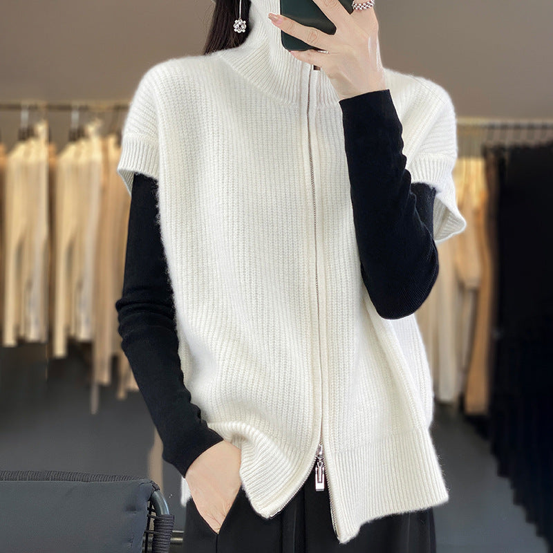Damen Strickjacke mit Rollkragen und durchgehendem Reißverschluss Drune