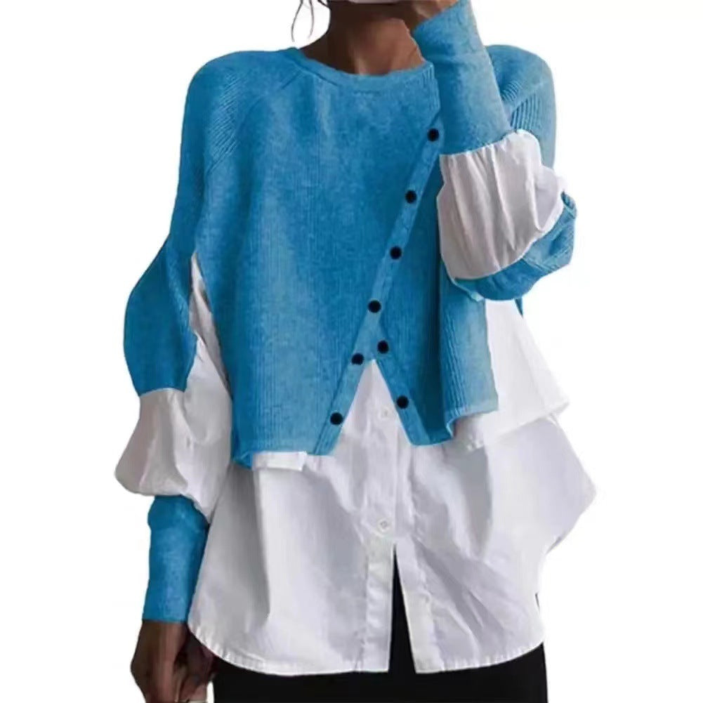 Damen Strickpullover mit integrierter Bluse und asymmetrischem Schnitt Drune