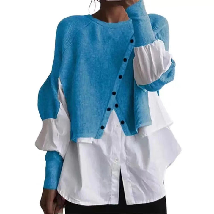 Damen Strickpullover mit integrierter Bluse und asymmetrischem Schnitt Drune