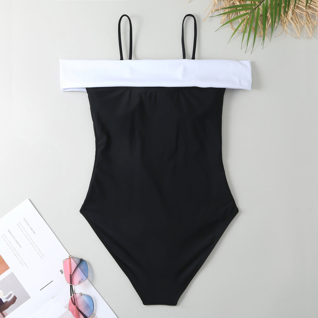 Damen Einteiler Badeanzug mit elegantem Wickel-Design und hohem Beinausschnitt Drune