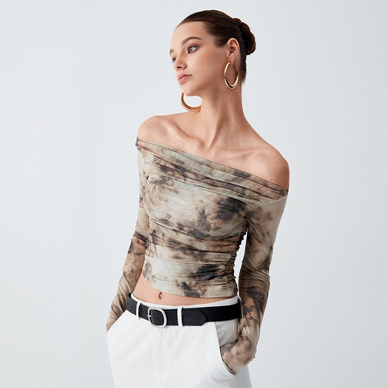 Damen Elegantes Oberteil mit Offshoulder-Passform und drapiertem Design Drune