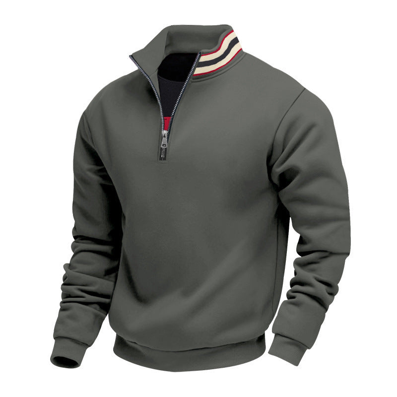 Herren nan Halbzip-Sweatshirt mit sportivem Ringkragen und weichem Fleece-Innenfutter Drune