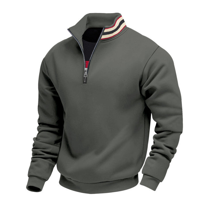 Herren nan Halbzip-Sweatshirt mit sportivem Ringkragen und weichem Fleece-Innenfutter Drune