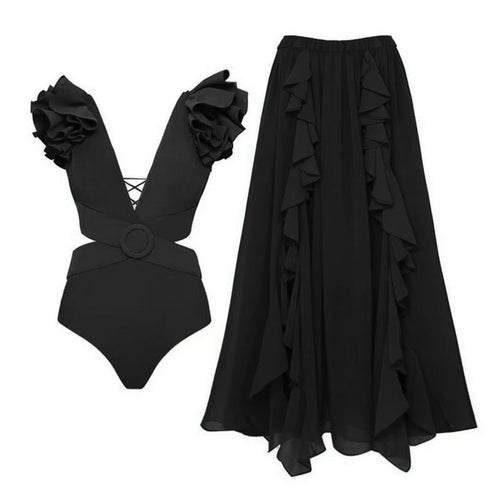 Damen Schwimmanzug mit voluminösen Rüschendetails und aufregendem Schnitt Drune