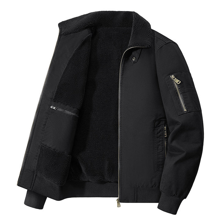Men's  thermal sherpa-lined utility bomber jacket with inner zip stash pocket Drune