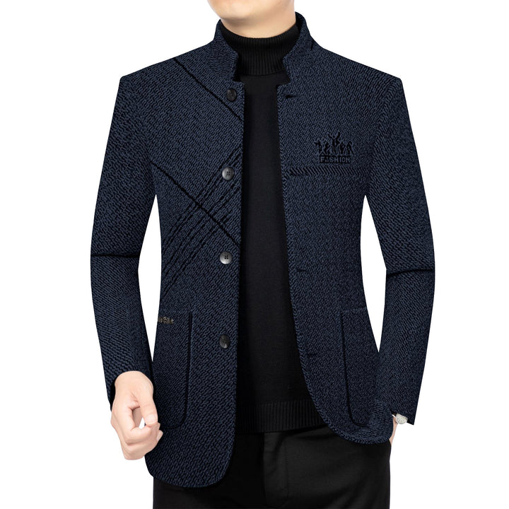 Herren Wollmantel mit Teddyfutter, Stehkragen und schmaler Silhouette Drune