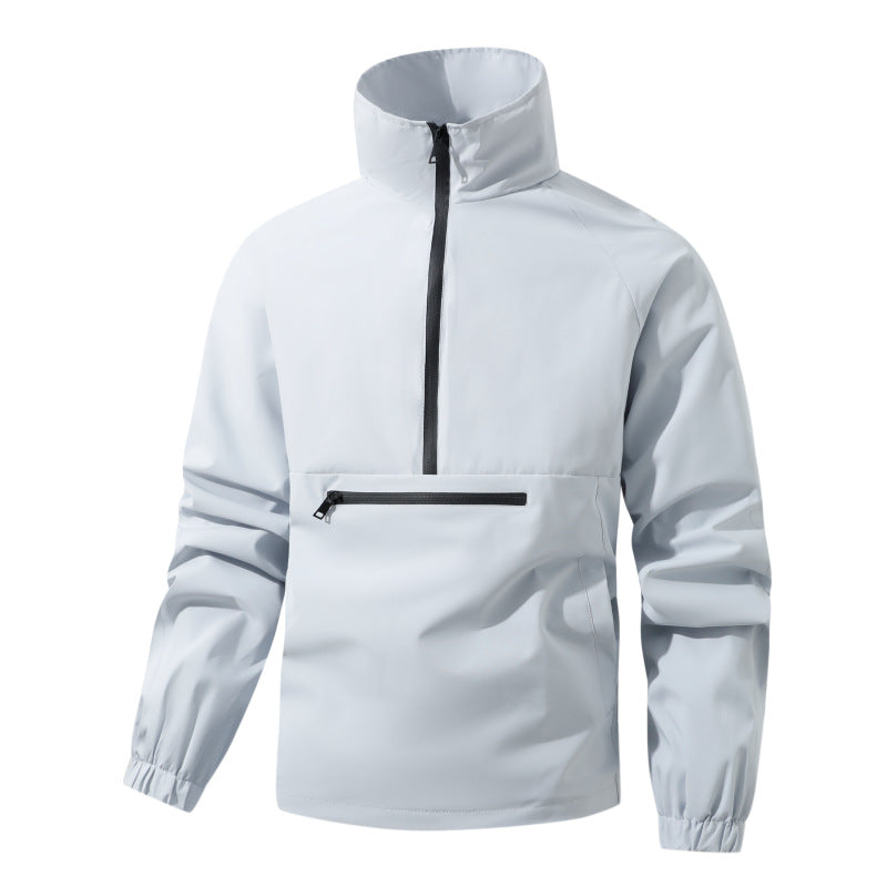 Herren Leichter wasserabweisender Anorak mit Halbzip, hohem Stehkragen & Front-Reißverschlusstasche Drune