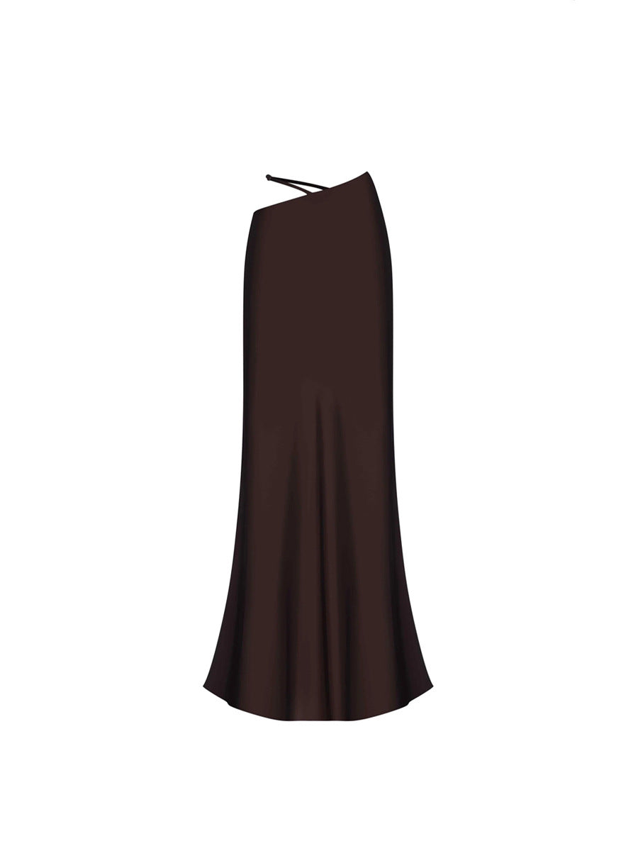 Damen Elegantes Maxikleid mit schulterfreiem Design und seidigem Finish Drune