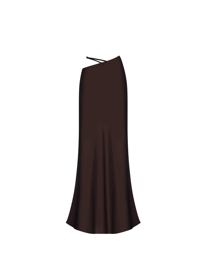 Damen Elegantes Maxikleid mit schulterfreiem Design und seidigem Finish Drune