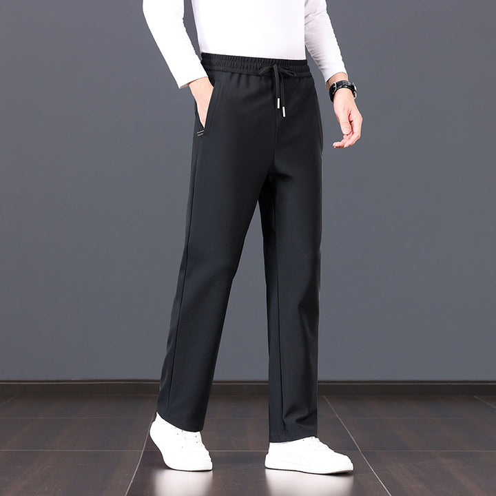 Herren elastische Freizeithose mit Tunnelzug, geradem Bein und verdeckten Reißverschlusstaschen Drune