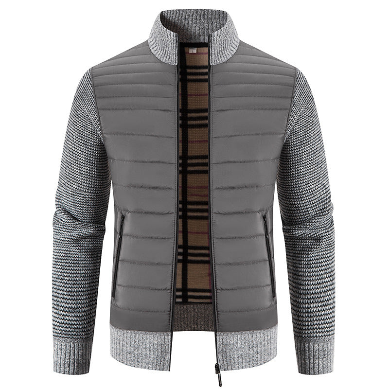 Herren Steppjacke mit modernem Strickärmeln und hohem Kragen Drune