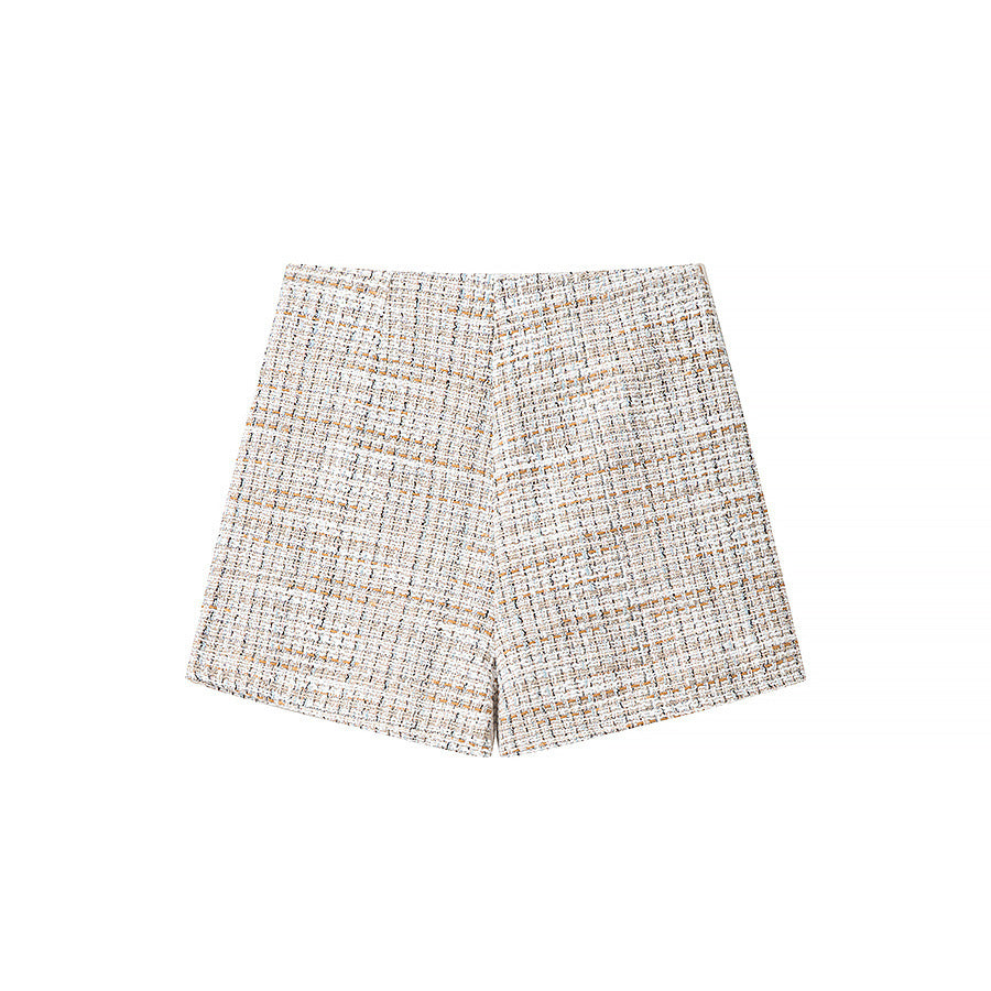 Damen nan tailliertes Bouclé‑Tweed Zweiteiler‑Set mit Doppelreiher‑Blazer und A‑Linien‑Shorts Drune