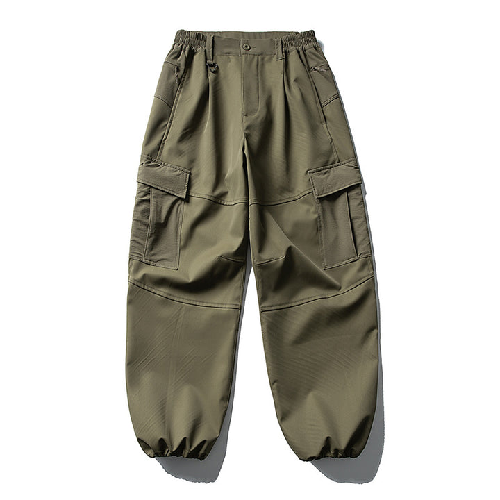 Herren Oversize-Cargohose mit elastischem Tunnelzugbund, Kniepaneelen und elastischen Bündchen Drune