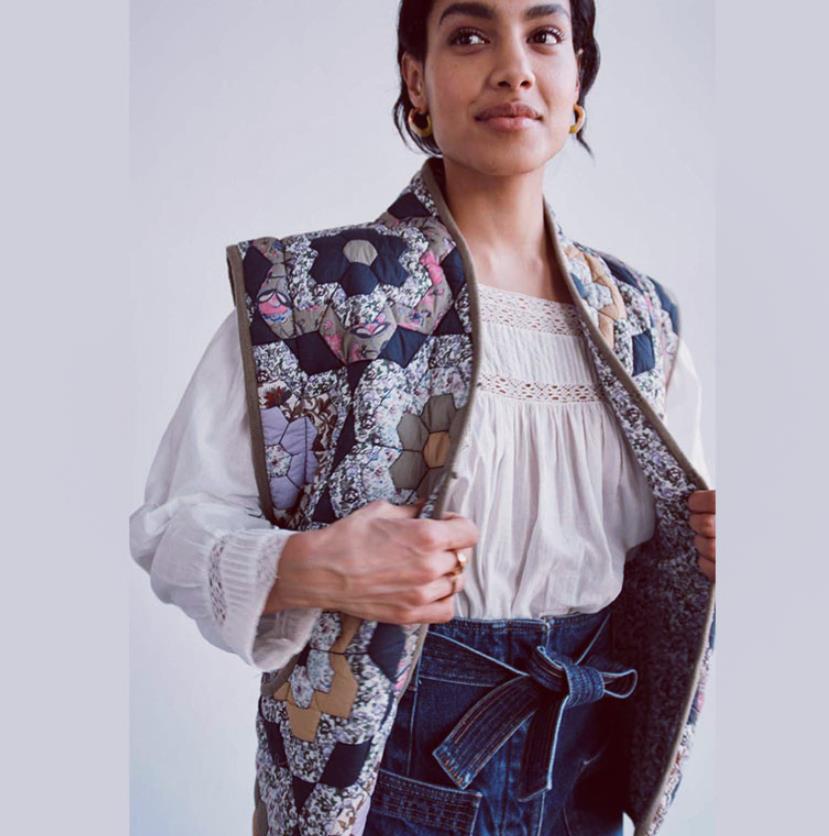 Damen Patchwork-Weste Drune