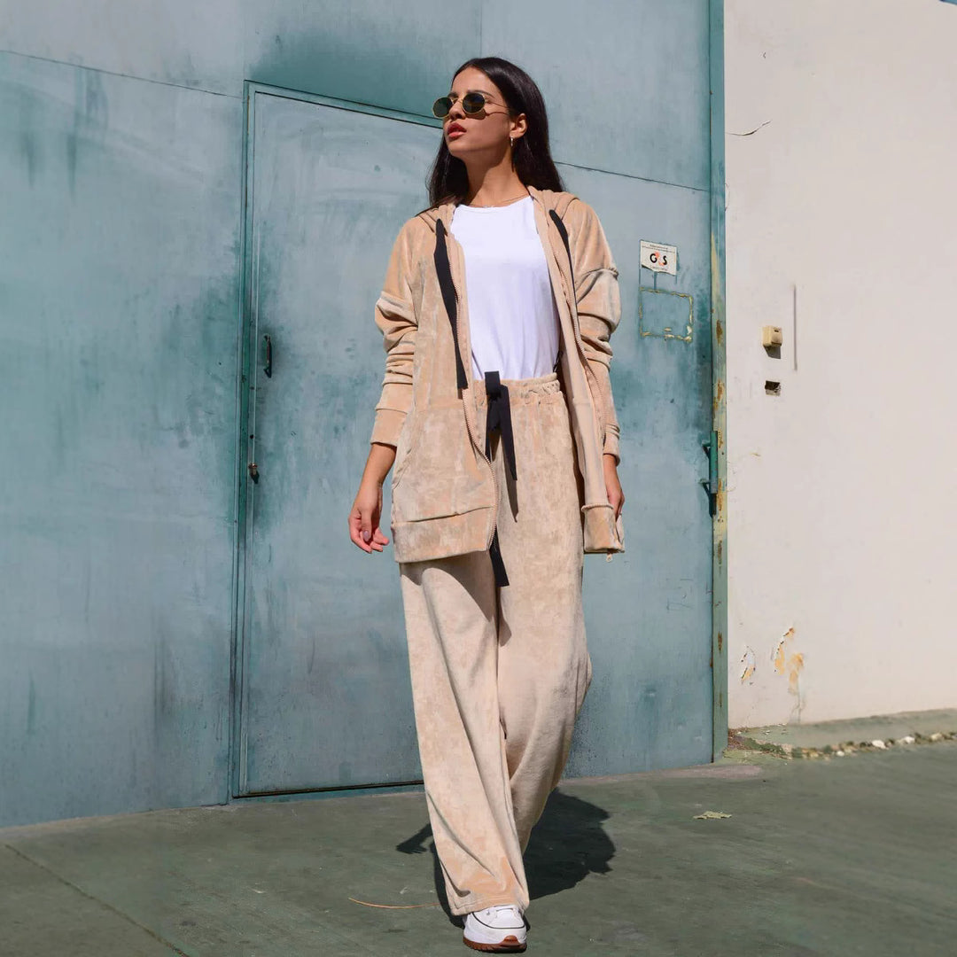 Damen gemütlicher Kapuzenpullover im urbanen Stil mit praktischen Taschen und weichem Material Drune