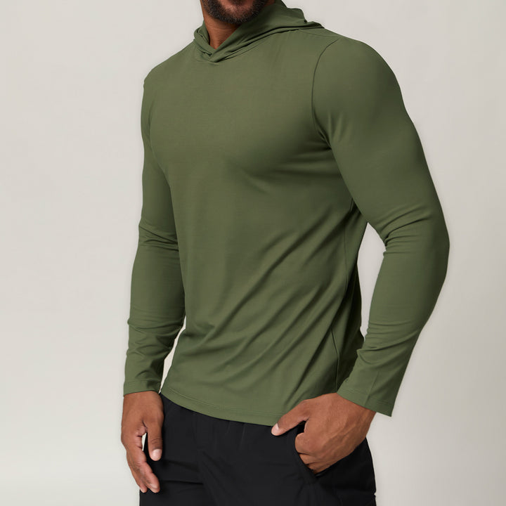Herren Sportliches Langarm-Hoodie T-Shirt mit feuchtigkeitsableitender Technologie Drune