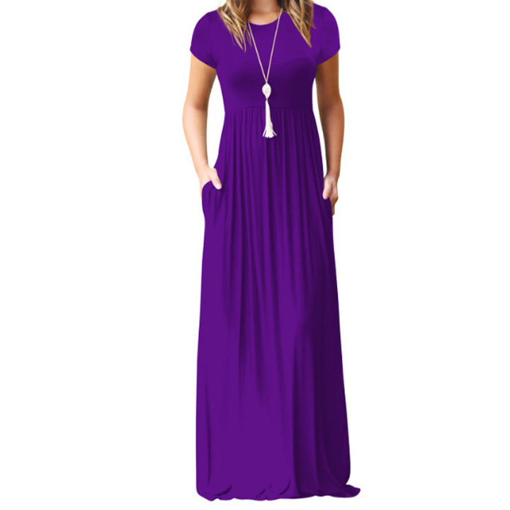 Damen Maxikleid mit tiefem Taillenbund und praktischen Taschen Drune
