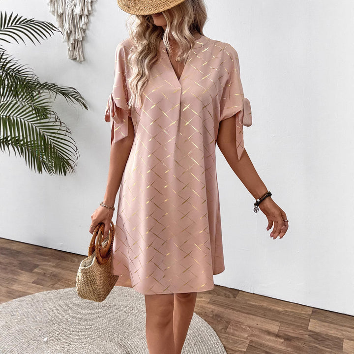 Damen lässiges Kleid mit leichten Puffärmeln Drune