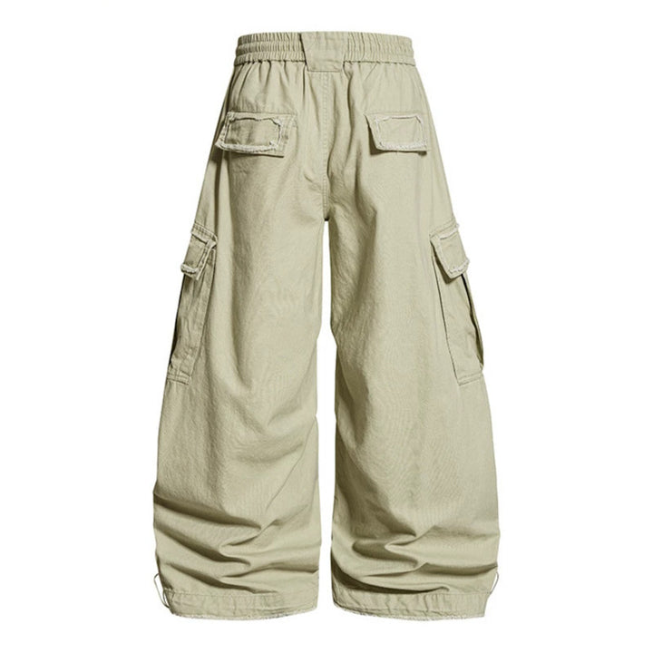 Damen Weite Cargo-Hose mit elastischem Bund, Cargo-Taschen und verstellbarem Saum Drune