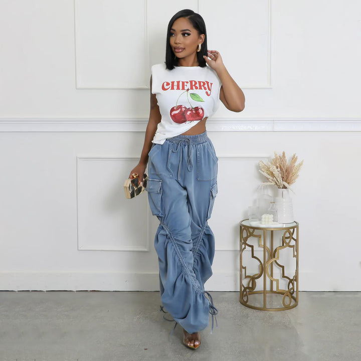 Damen Cargo-Hose mit einzigartigem Raffung und vielseitigen Taschen Drune