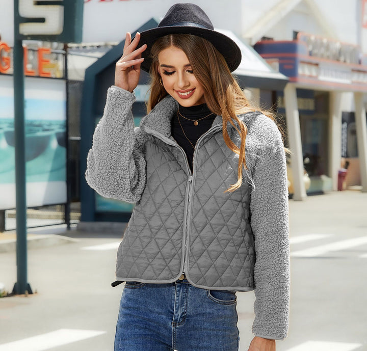 Damen Kuschelige Steppjacke mit weichem Kragen und kontrastierenden Ärmeln Drune