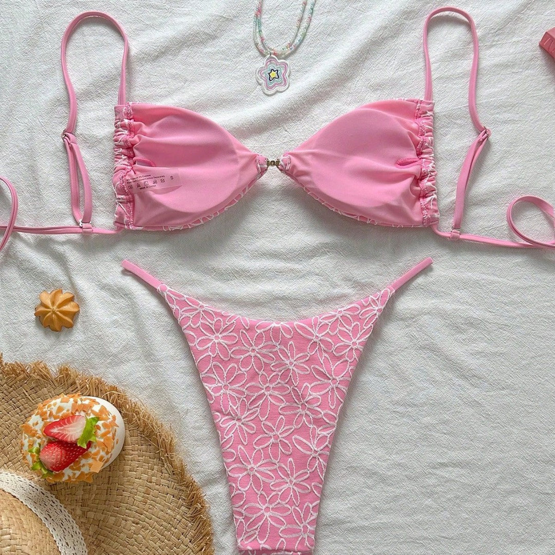 Damen attraktiver Blumenmuster-Bikini Drune