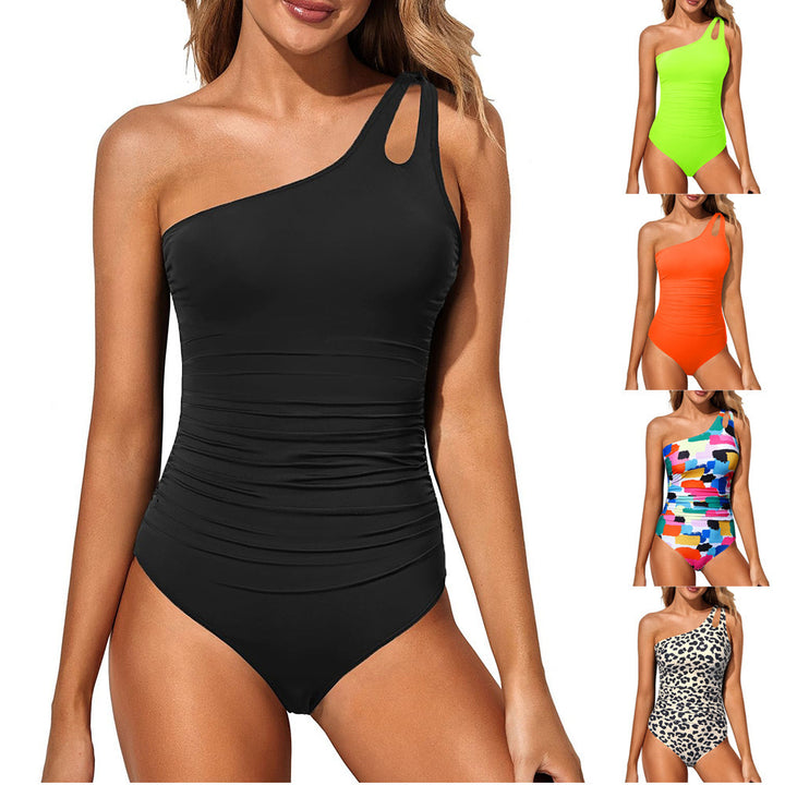 Damen Einseitiger Leopard Badeanzug Drune