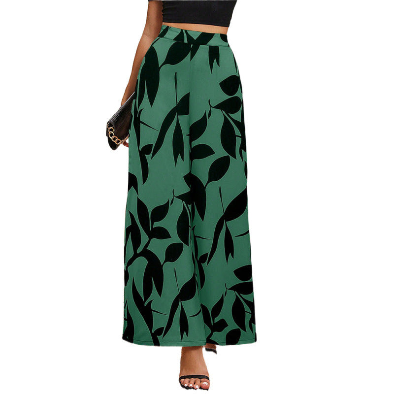 Damen Weite-Hosen mit Blattmuster Drune