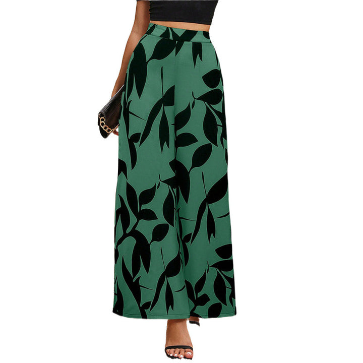 Damen Weite-Hosen mit Blattmuster Drune