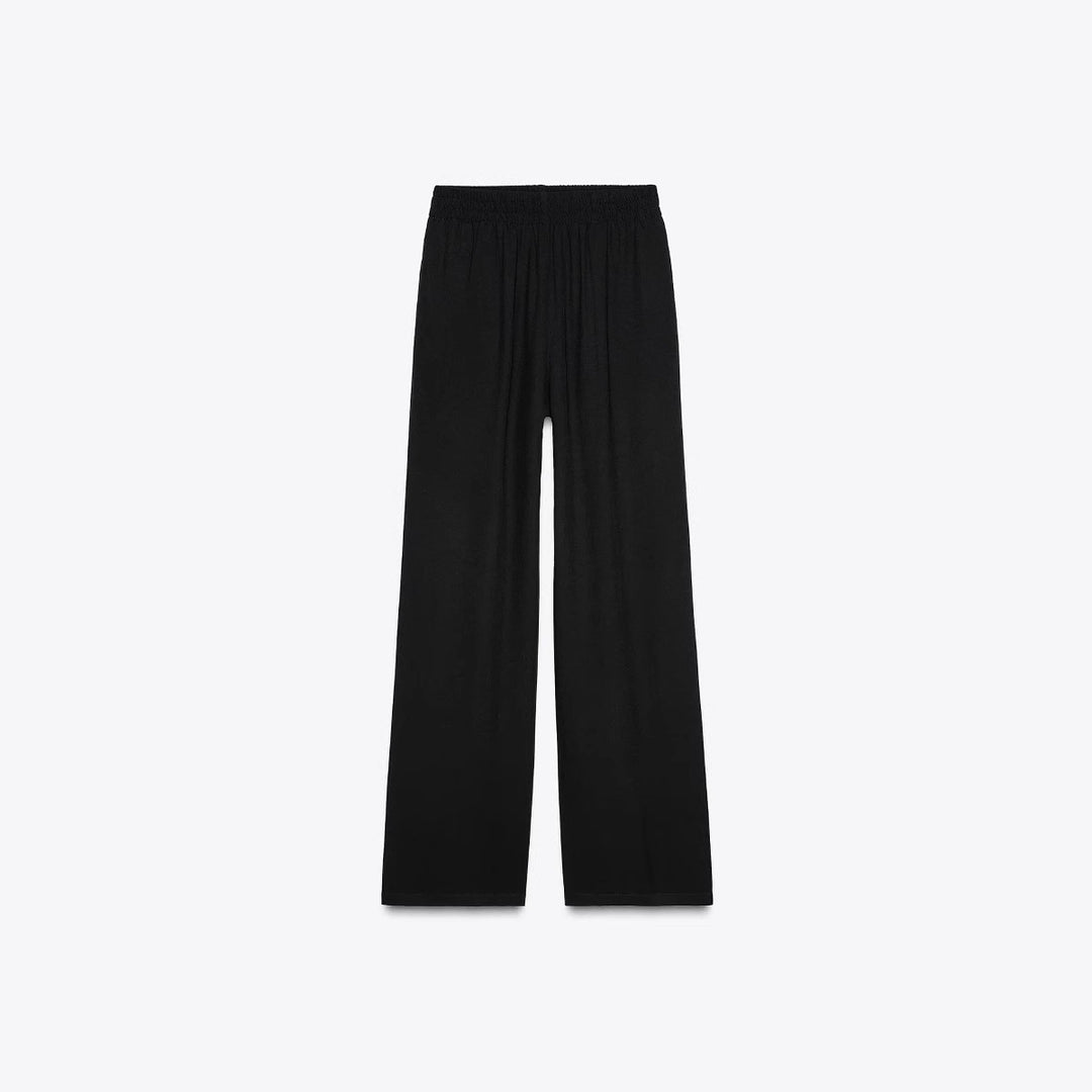 Damen Weiche Jersey-Palazzohose mit elastischem Bund und weitem Bein Drune