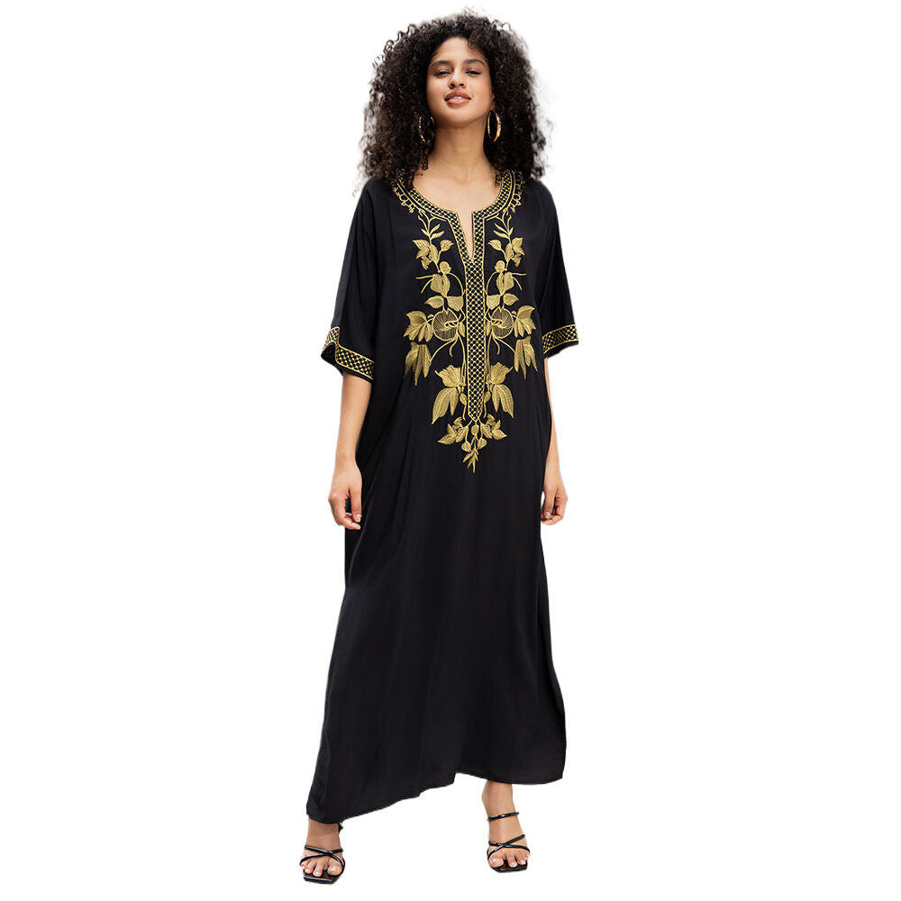 Damen Kaftan mit kunstvollem Goldstickerei Drune