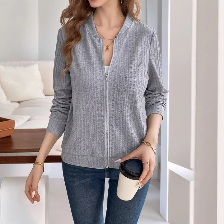 Damen Strickjacke mit Reißverschluss und strukturiertem Design Drune