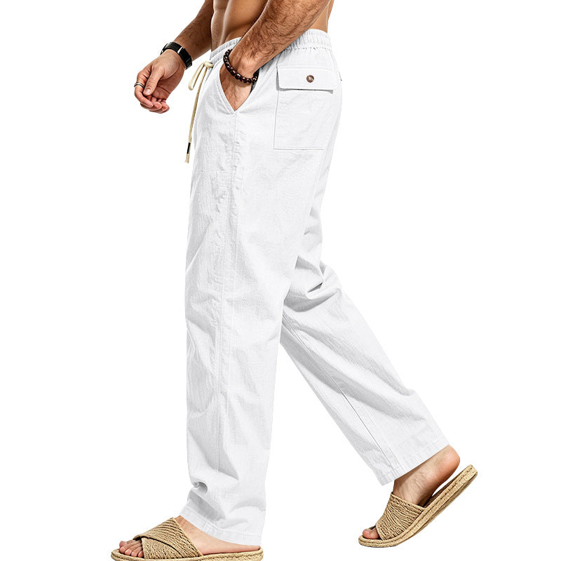 Herren Leichte Relax-Hose mit elastischem Bund, Kordelzug und aufgesetzter Cargotasche Drune