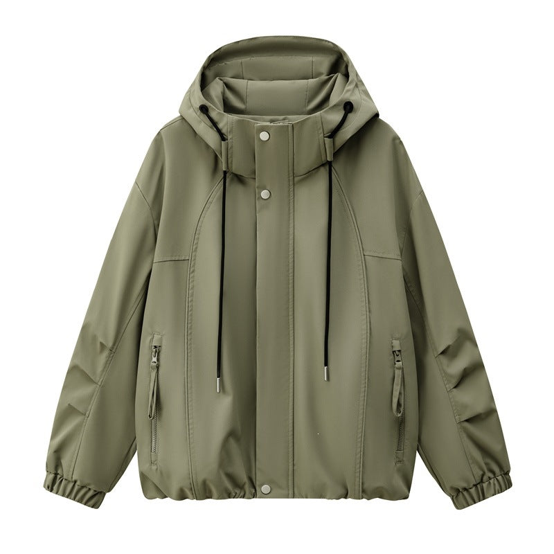 Herren Leichte Kapuzen-Utility-Übergangsjacke mit wasserabweisender Außenhülle und elastischem Saum Drune