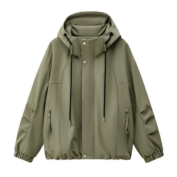 Herren Leichte Kapuzen-Utility-Übergangsjacke mit wasserabweisender Außenhülle und elastischem Saum Drune