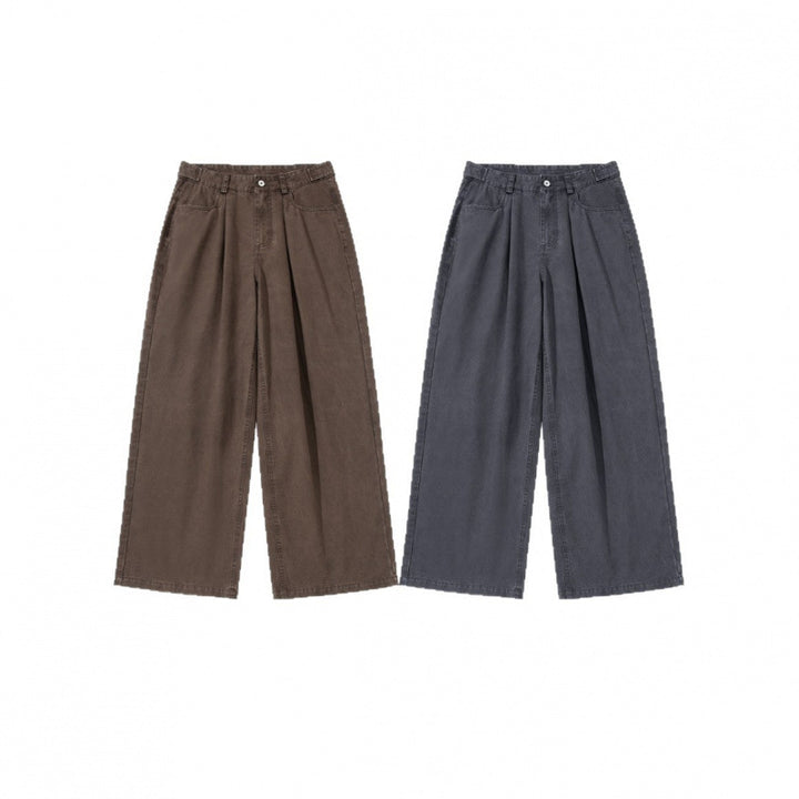 Damen Weite Bundfalten-Hose mit hoher Taille und weitem Bein Drune