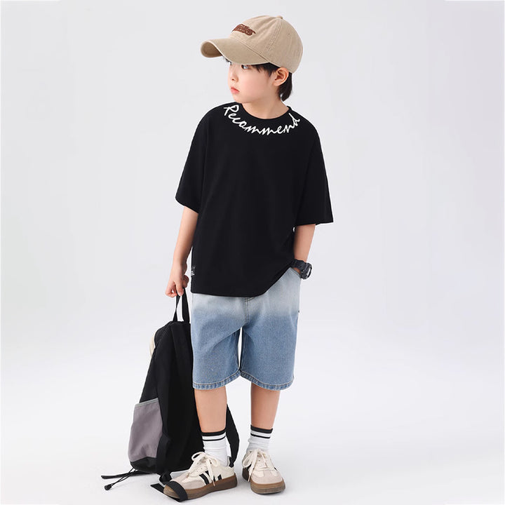 Jungen lockere Denim-Shorts mit modischem Farbverlauf Drune