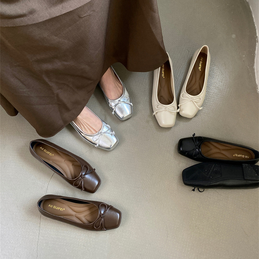 Damen Ballerina-Schuhe mit eleganter Schleifenverzierung und hochwertigem Material Drune