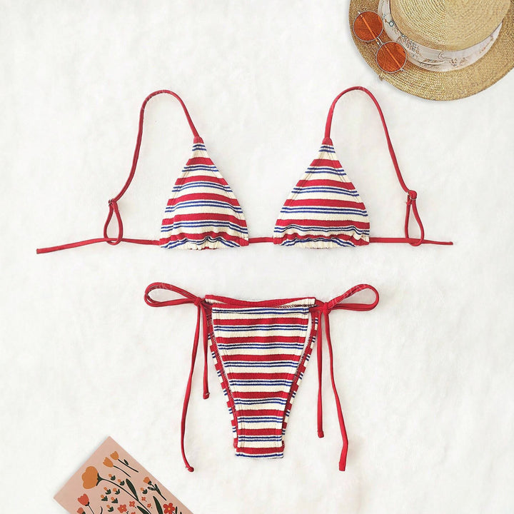 Damen Triangel-Bikini-Set mit verspieltem Design und regulierbaren Trägern Drune