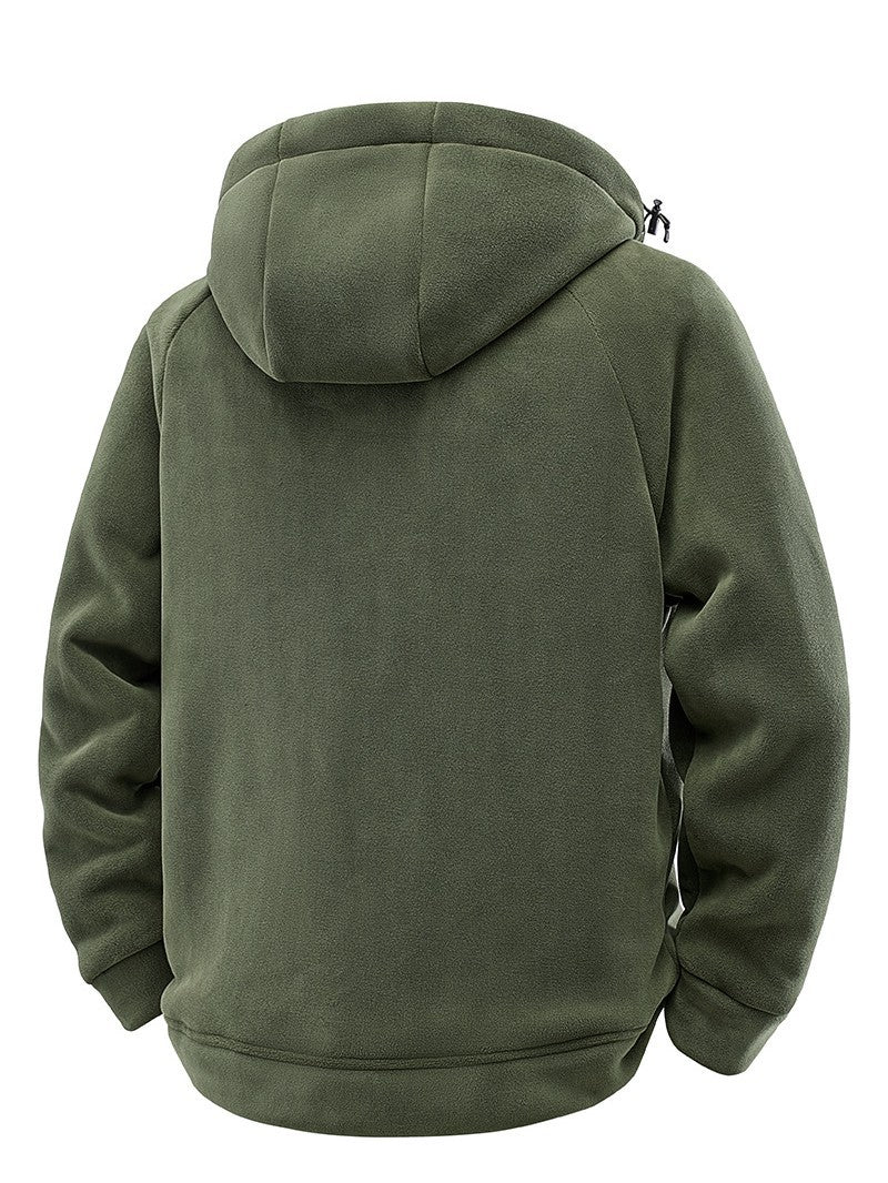 Herren Gefütterte Kapuzen-Fleecejacke mit Teddyfutter und durchgehendem Reißverschluss Drune